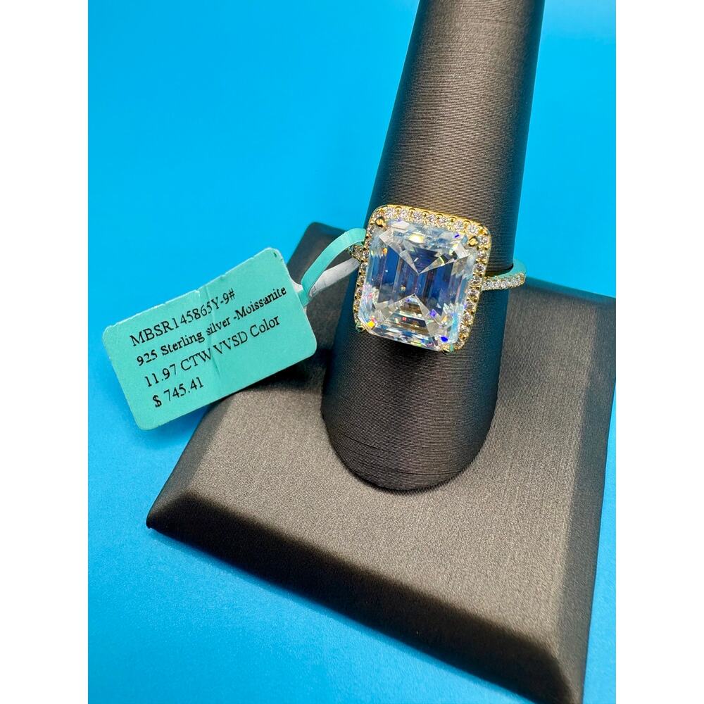 NWT Sz. 8.75 (tagged 9) - 11.97CTW Moissanite Gold Over 925 Silver - Picture 5 of 10